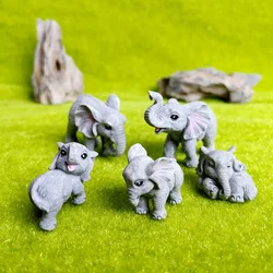 5pc Elephant Lion Polar Bear Family Animal Set Decoration Resin Craft Miniature Figure Tiny Bonsai Microlandscape Garden Decor