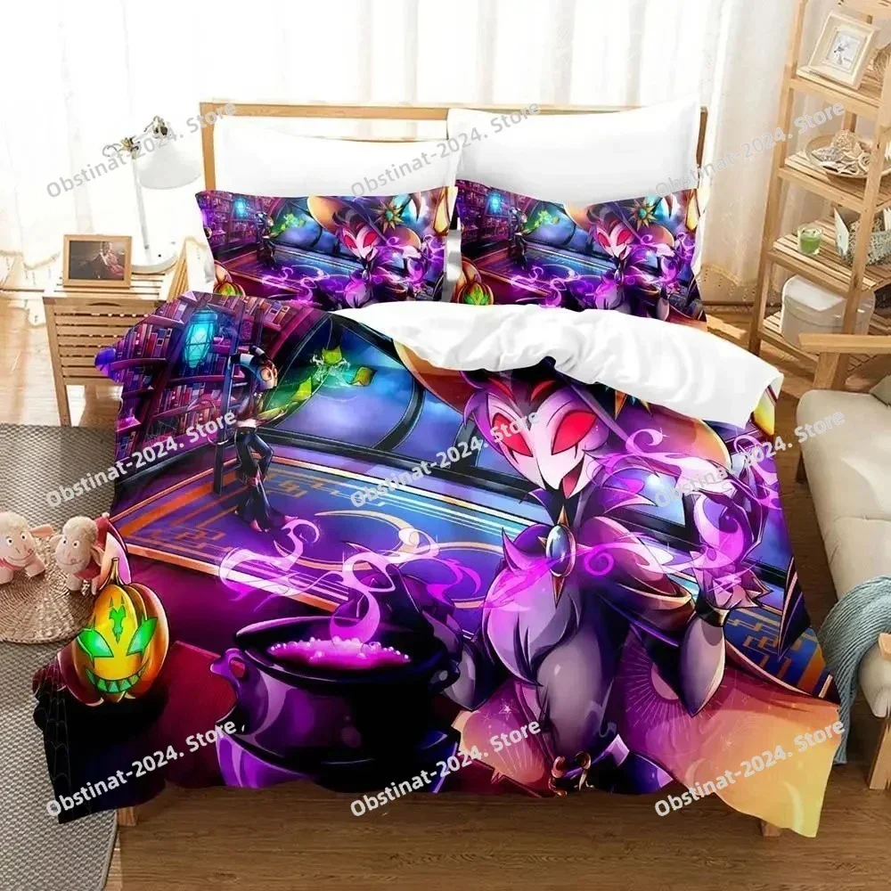 Anime Stolas Helluva Hazbin Hotels Boss Bedding Set Print single Comforter Duvet Cover Pillow Case 3 Pieces Sets Kids Adult Size
