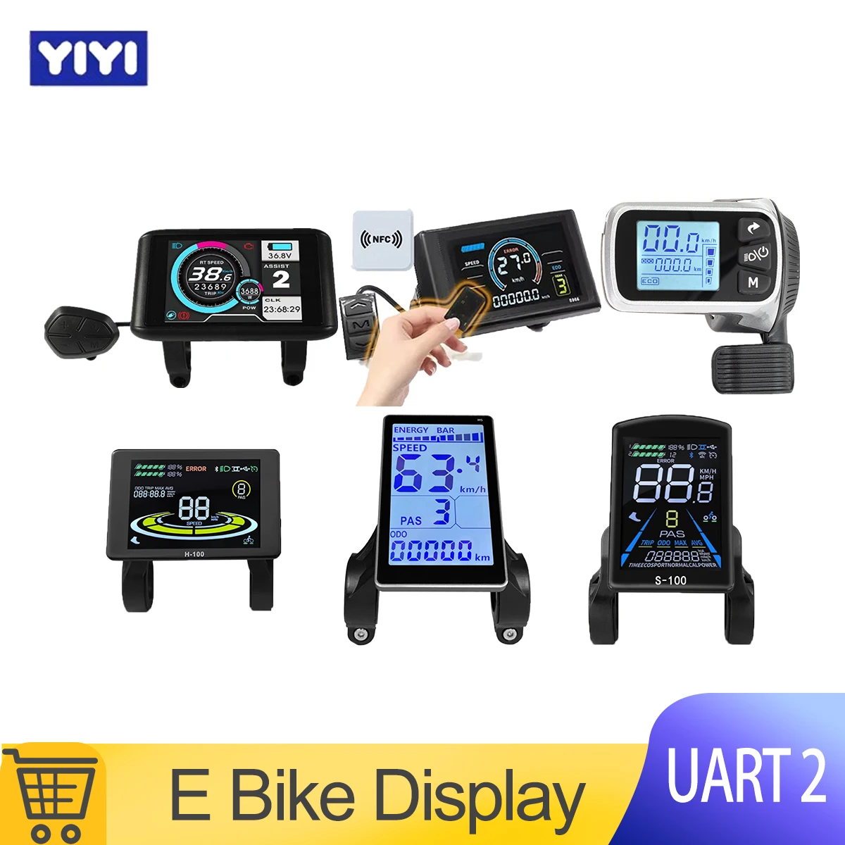 

UART2 M5 24V 36V 48V Electric Bicycle Colorful Display E Scooter LCD Panel With USB Mountain Electric Bike Parts S966 NFC