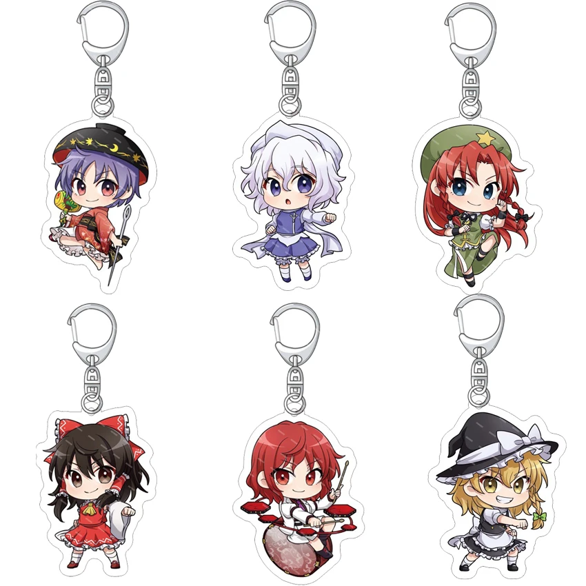 Porte-clés en acrylique 55MM Anime Touhou Project Merlin Prismriver Letty Whiterock Patchouli Knowledge Kirisame Marisa Figurines Cadeaux