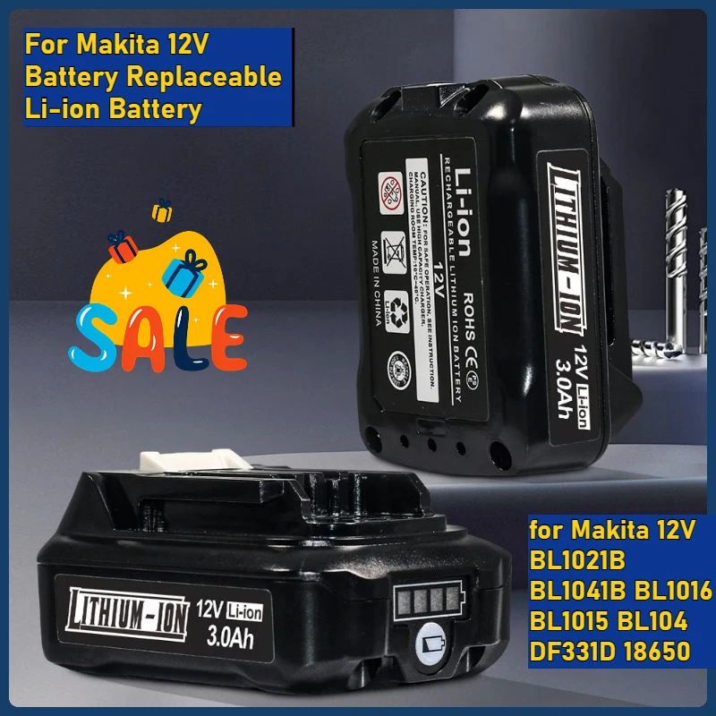 

For Makita 12V Battery Replaceable Li-ion Battery for Makita 12V BL1021B BL1041B BL1016 BL1015 BL104 DF331D 18650