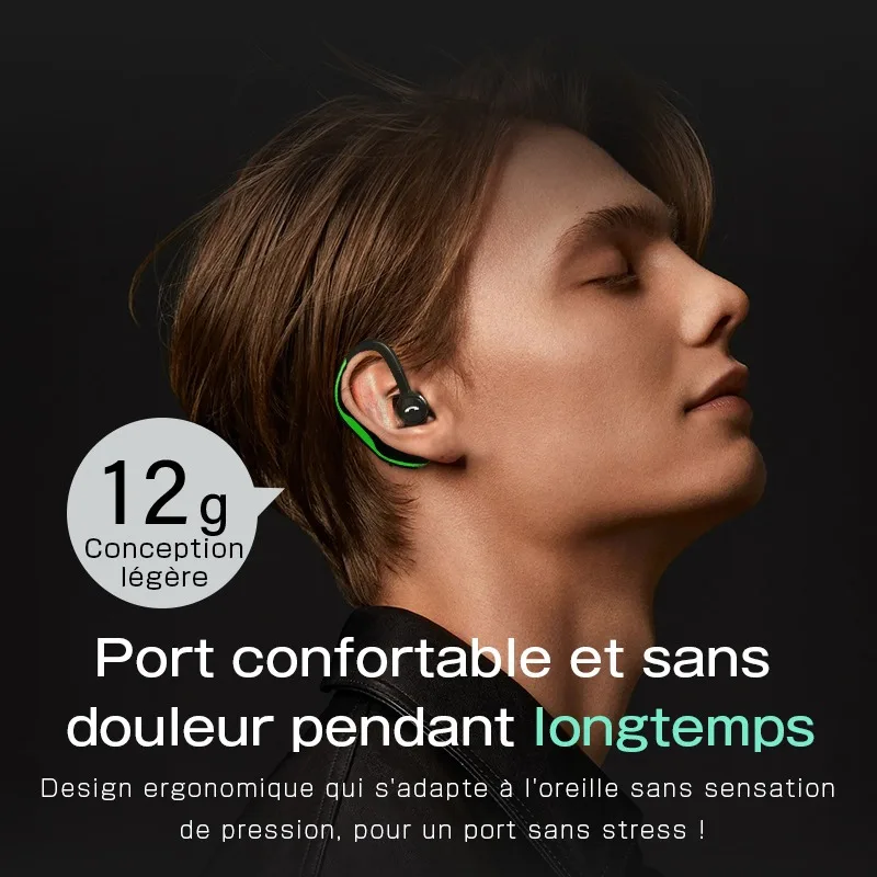 Auricular Inalámbrico Profesional, Auriculares Inalámbricos, Auricular Inalámbrico de Una Sola Oreja, 180 ° Micrófono incorporado giratorio, adecuado para conducir, teletrabajo, llamadas de alta definición, auriculares con micrófono para iPhone y Android.