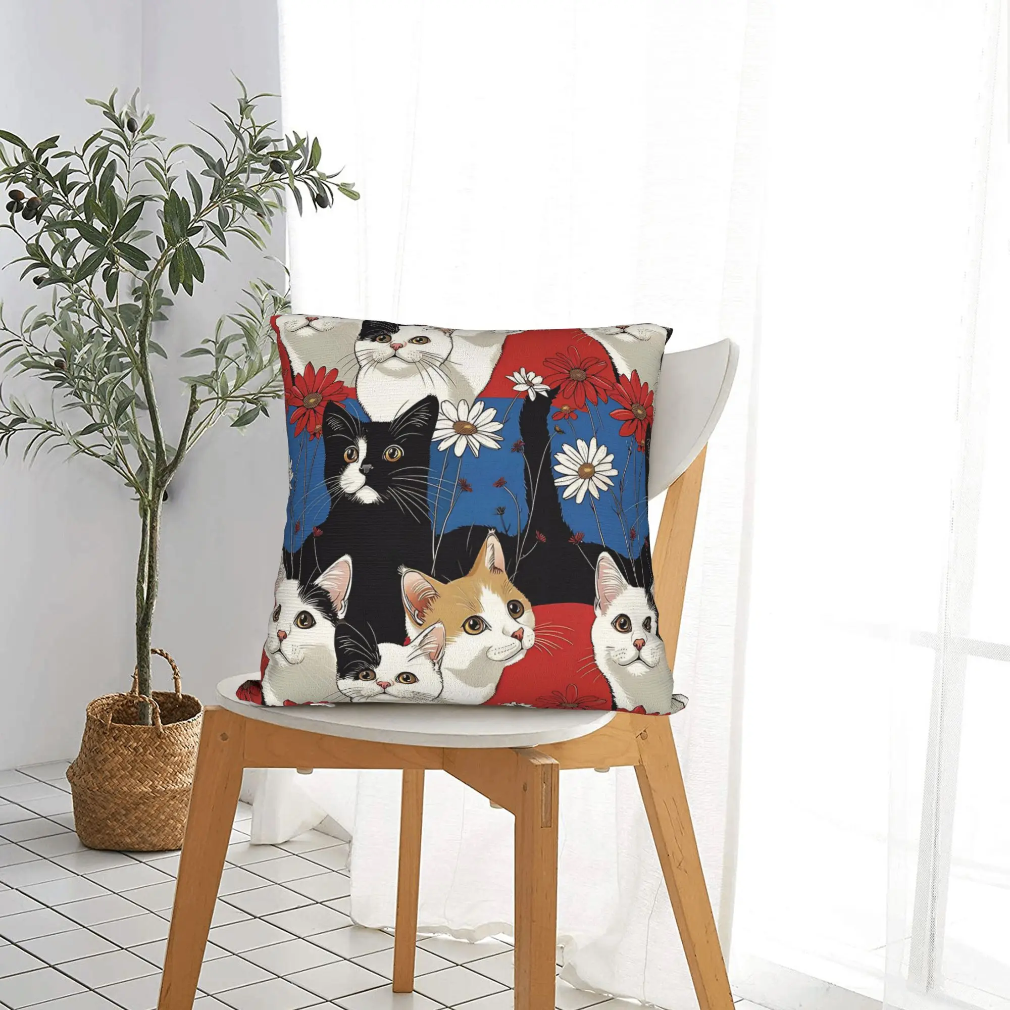 Kittens in the wild  Pillowcase Polyester Cushion Cover Decoration Cats Pattern Pillow Case Cover Sofa Drop Shipping 45X45cm