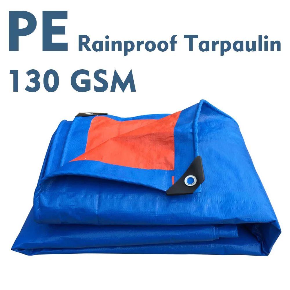 130GSM PE Tarpaulin Waterproof Rainproof Cloth Anti-UV Sun Shade Net Outdoor Garden Gazebo Canopy Awnings Car Truck Plants Cover