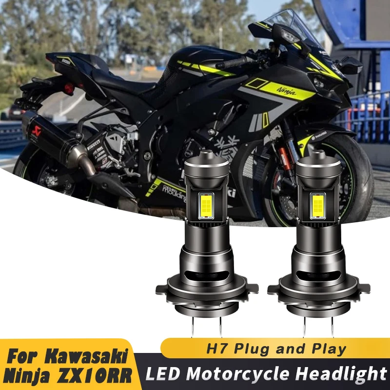 1/2pcs 35W H7 6500K Bright White Motorcycle A5 LED Bulbs Headlight For Kawasaki Ninja ZX10RR ZX1000 Year 2017-2019 motorcycle