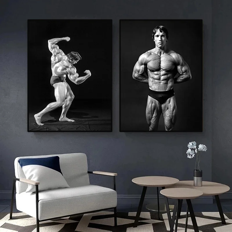 Arnold Schwarzenegger Bodybuilding Posters Canvas Painting Fitness Black and White Sports Inspirational Wall Art GYM Home Decor