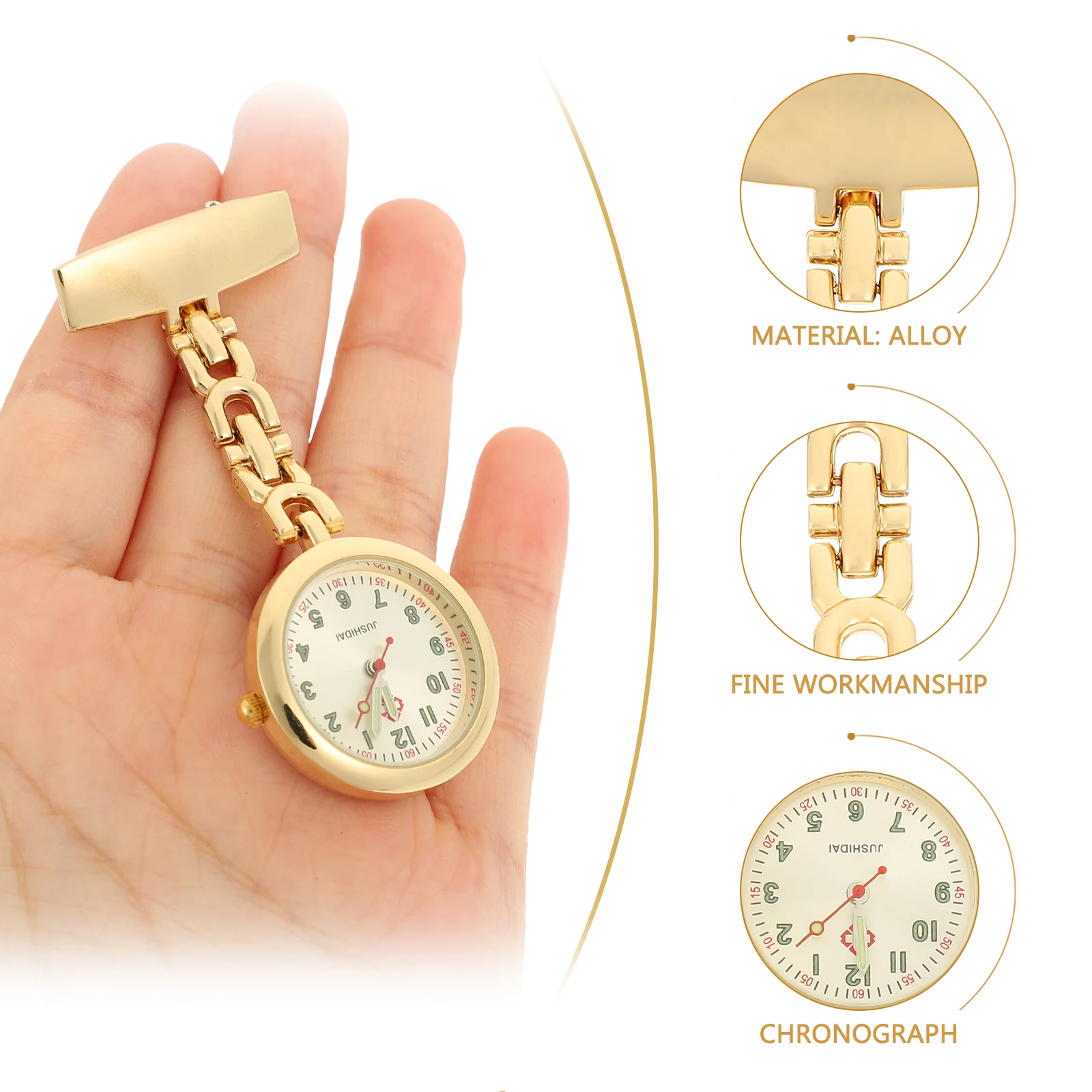 

Luminous Dial Pocket for Nurses Glow in the Dark Lightweight Durable Decorative Button Mute Delicate Precision Movement