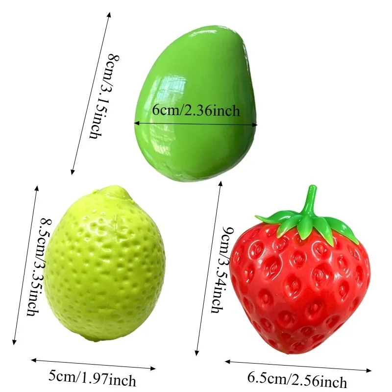 Handmade Crunch Color-Changing Mango,Lemon Squishy Toy Crunchy Strawberry Squishy Fidget Ball ASMR Sensory Stress Relief Toy