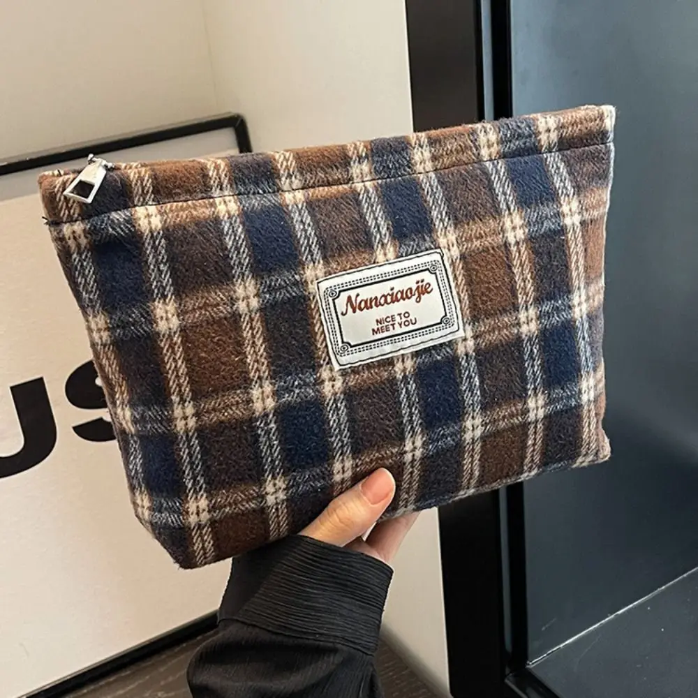 

Plaid Cosmetic Bag Durable Large Capacity Storage Bag Purse Women Girls