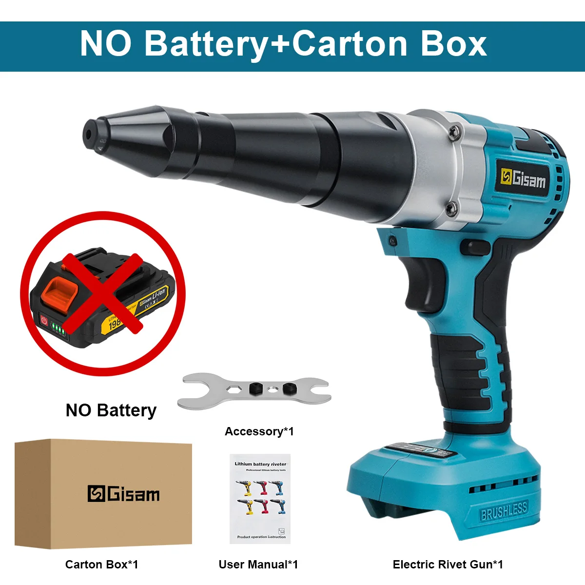 20000N Bürstenlose Elektrische Nietpistole 2,4~4,8mm Akku-Nietmutternpistole Bohrer-Einsatzwerkzeug für Makita 18V Akku-Batterien 리벳건