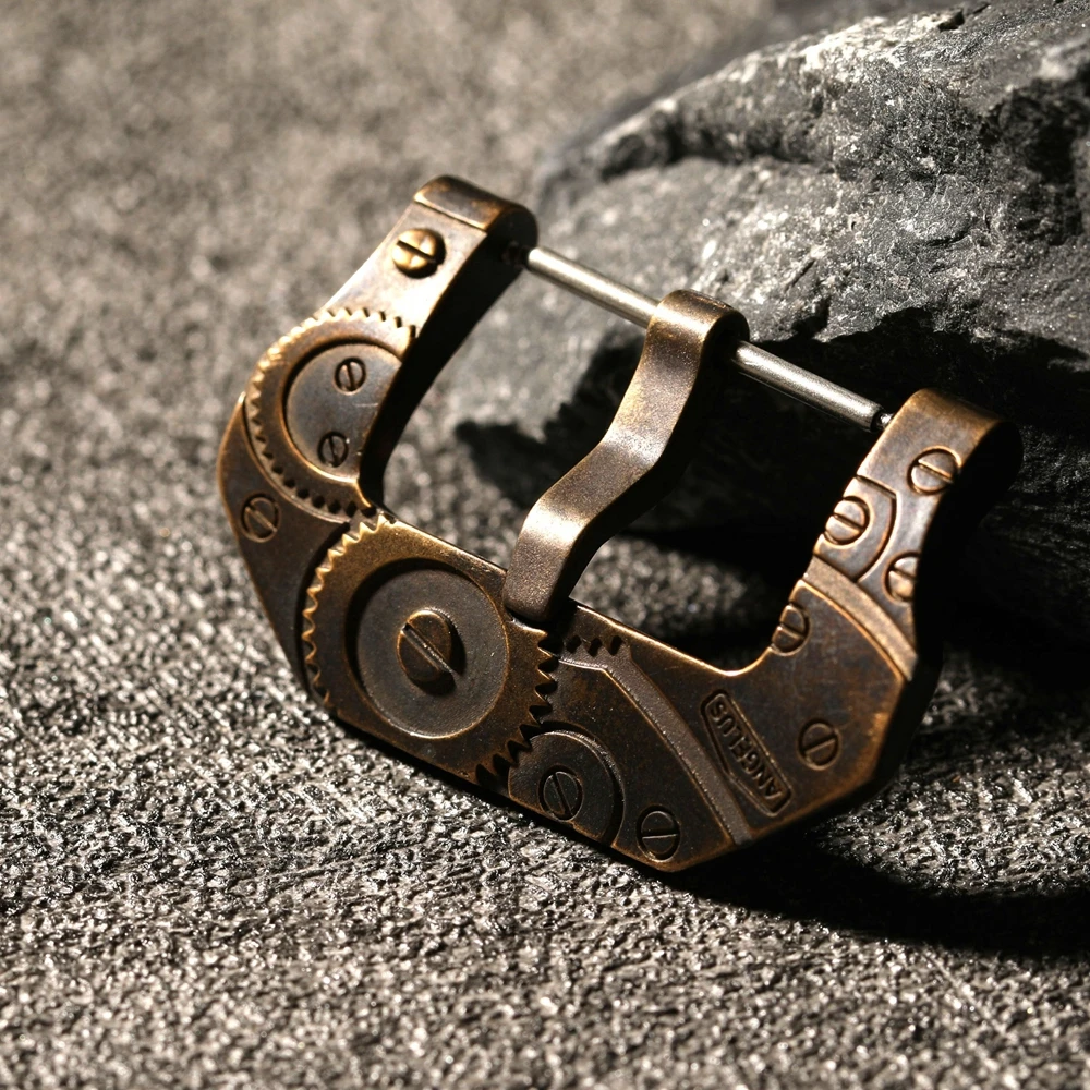 Uhrenschnalle aus reiner Bronze, alte Vintage-Bronze-Schnalle 24 mm braun, Armband im Vintage-Stil, Herrenuhrenarmband, geeignet für Bronze