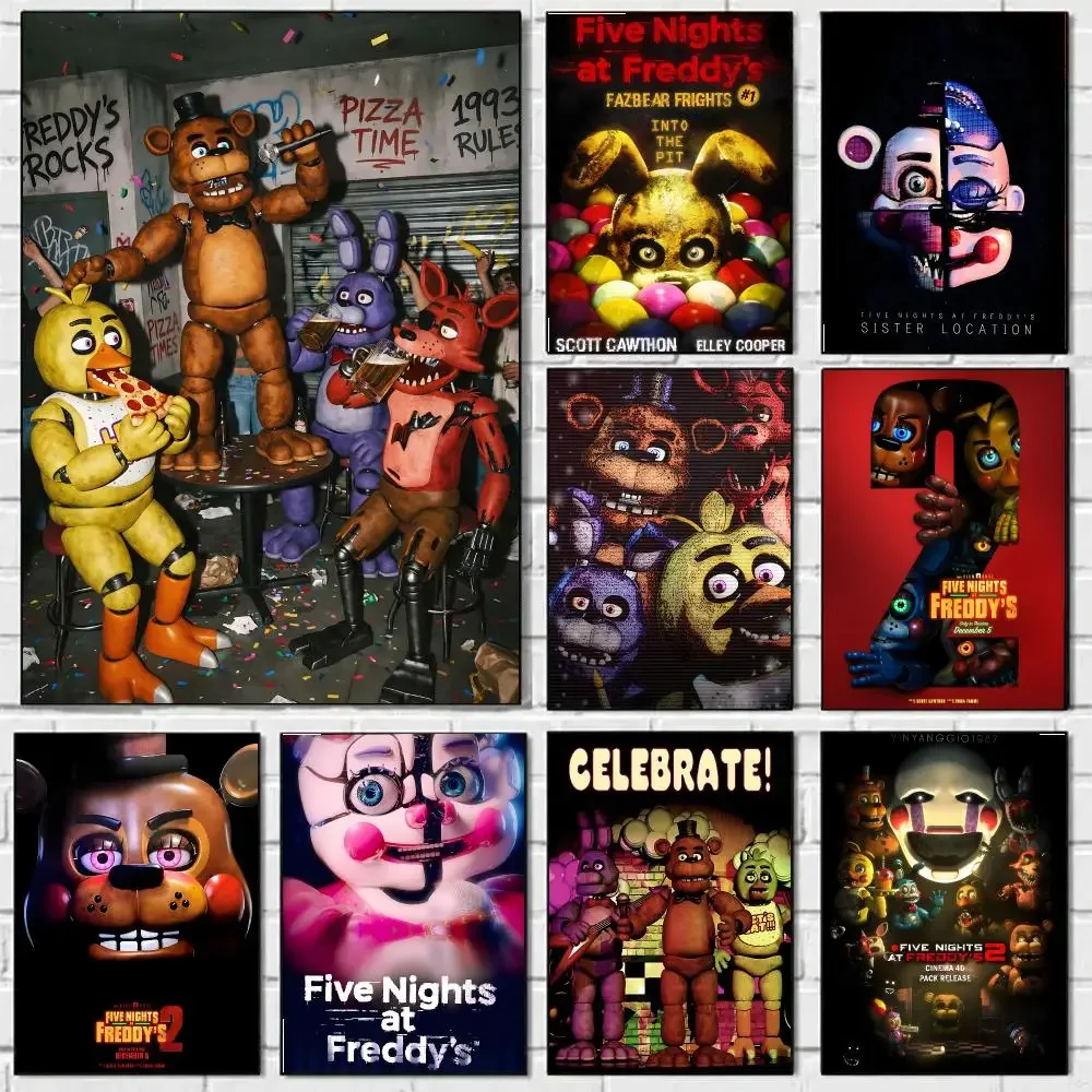 Five-Nights-At-Freddys Poster Waterproof Wall Art Sticker For Bar Living Room Vintage Room Decor High Quality Print Gift