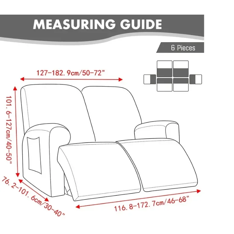 2 Seater Water Repellent Recliner Sofa Cover Lazy Boy Relax Couch Slipcover Anti-dirt Solid Color Sofa Coushion for Living Room