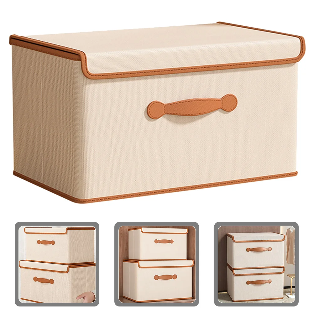 

Fabric Basket Clothes Storage Box With Lid Large Capacity Foldable Design For Closet Bathroom Bedroom Organizer Blanket