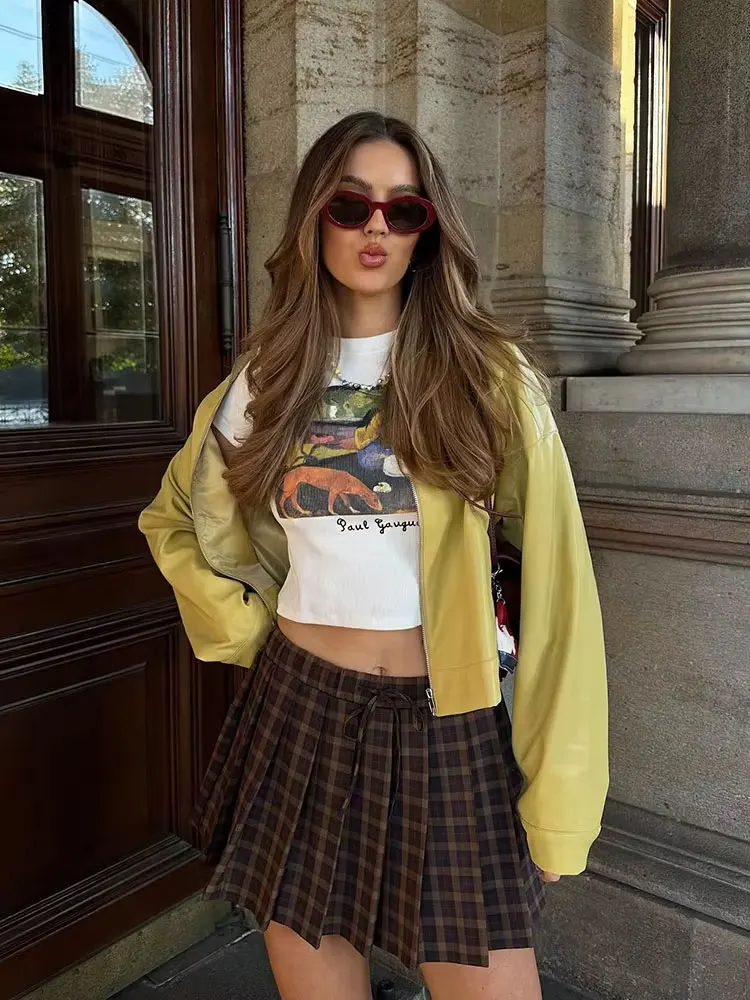 

HH летняя женская плиссированная мини-юбка на шнурке, женская эластичная талия, боковая молния, высокая талия, юбка трапециевидной формы, уличная одежда Mujer