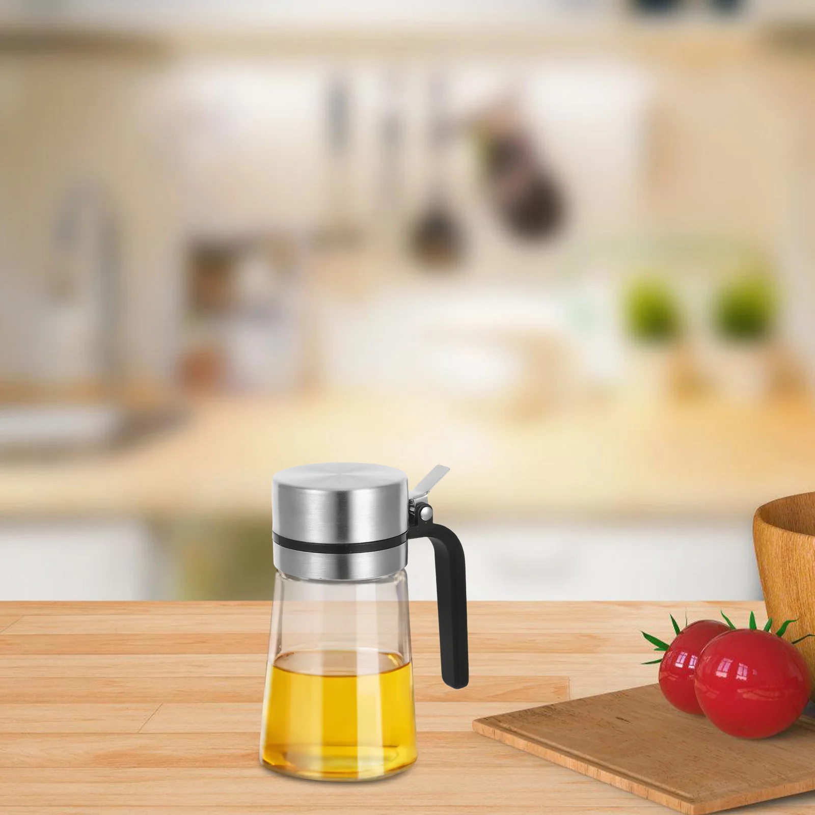 

Stainless Steel Oil Dispenser Cap Non-Drip Auto Flip Lid Easy-Press Olive Oil Bottle Cover Kitchen Pourer Cap Anti Splash Spill