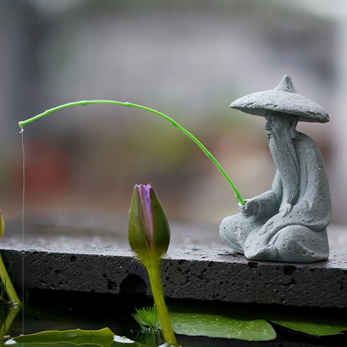 

2025 Miniature Zen Fisherman Elder Sand Stones Figurine Garden Bonsai Rockery Aquariums Ornaments Lanscape Room Decoration