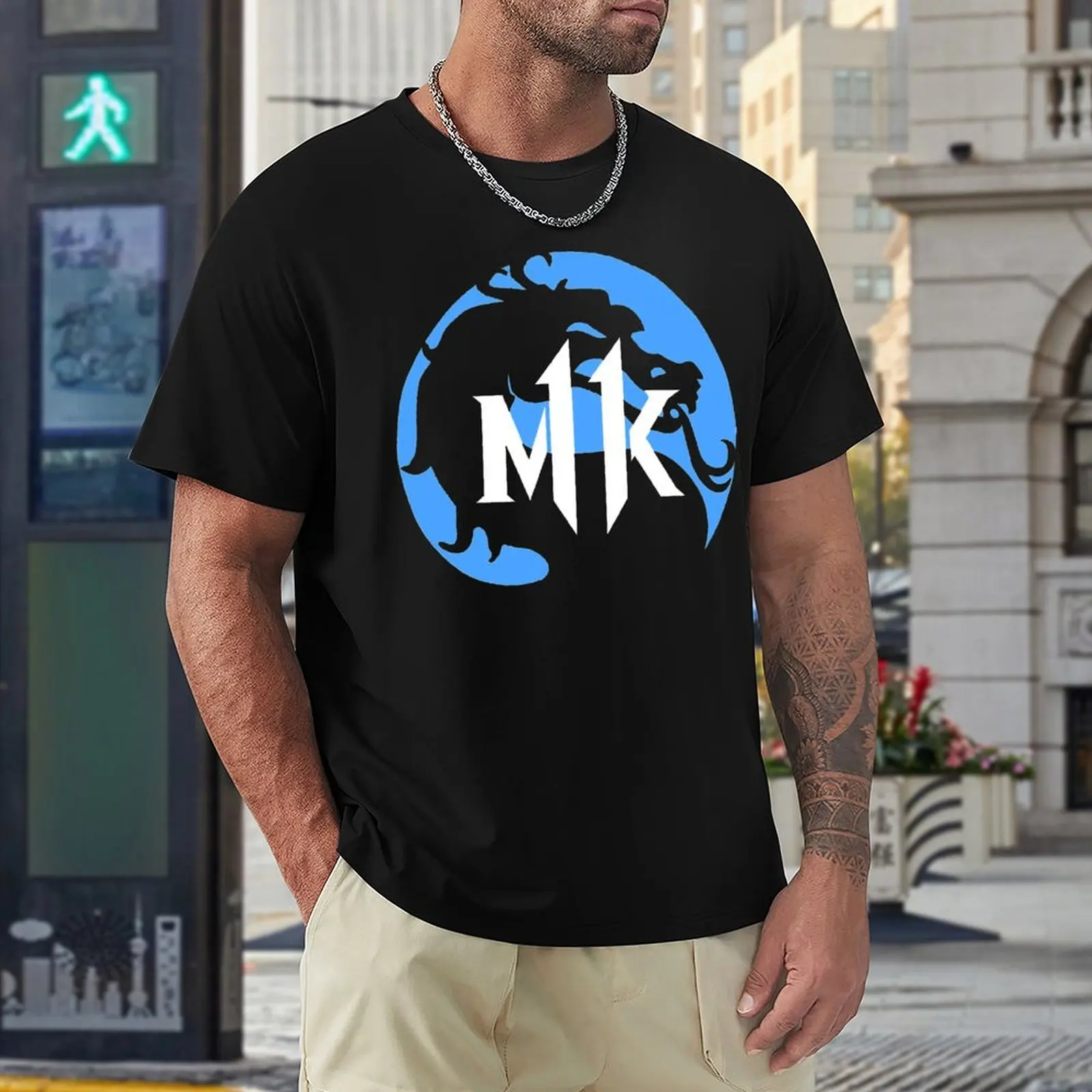 MORTAL KOMBAT 11    BLUE Essential Harajuku T-shirt Sport Tees Graphic Vintage Polyester Travel Eur Size