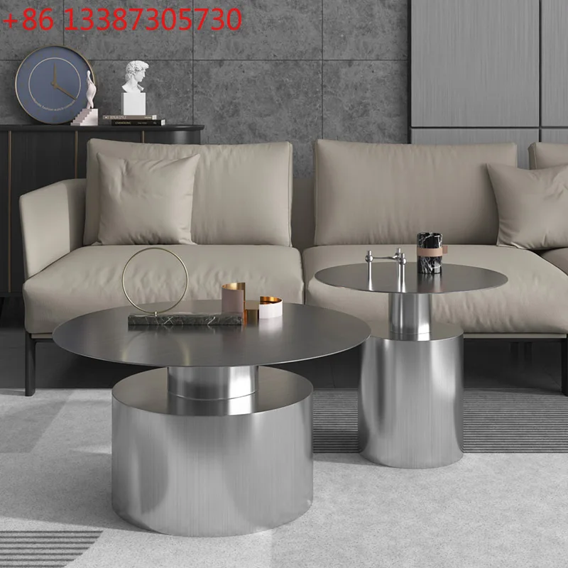 

Nordic light luxury modern stainless steel size combination coffee table small apartment household living room sofa table
