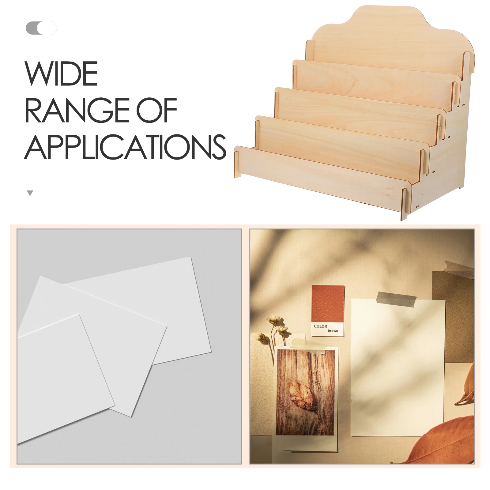 Soporte de exhibición de tarjetas de felicitación, pegatinas, organizador de cumpleaños, madera contrachapada de tilo