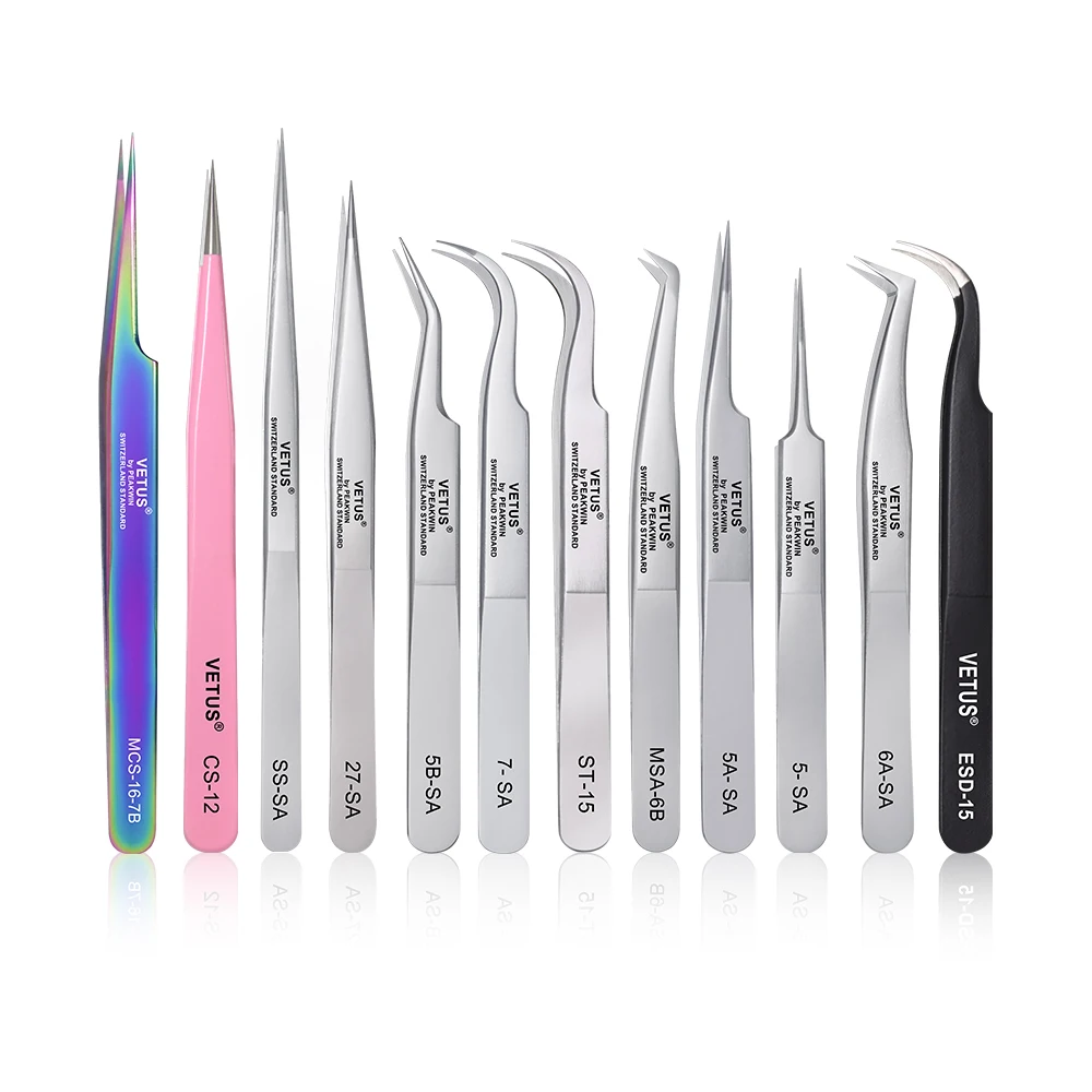 VETUS Eyelash Tweezers 3D Volume Eyelash Extension Fan Lash Eyebrow Tweezers Excellent Closure Makeup Tool