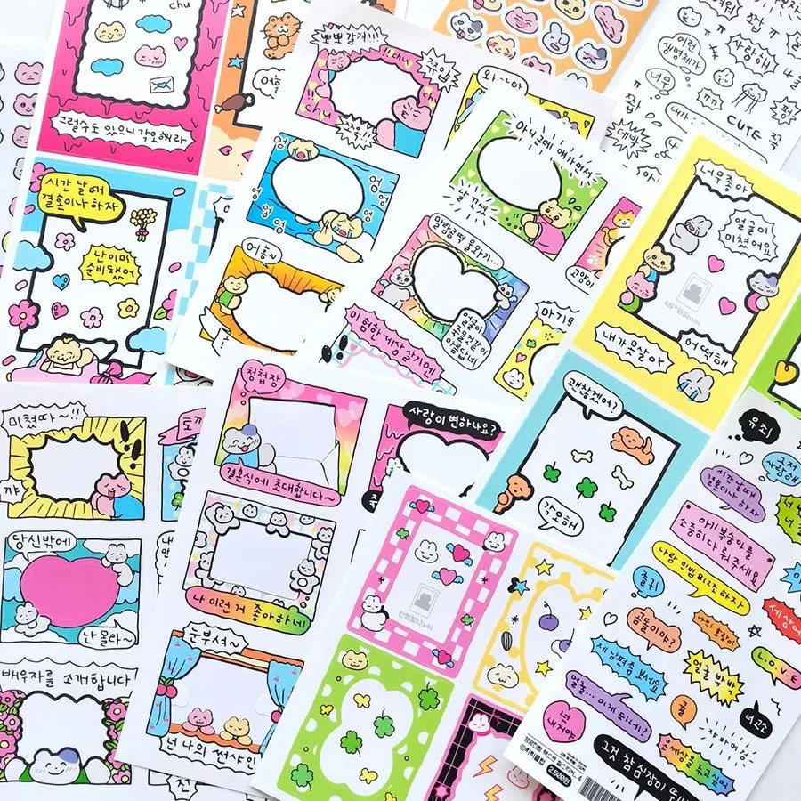 1/6 Pcs Super Popular Manga Style Border Hand Account Stickers Ins High Aesthetic Value Stickers Small Patterns Customizable