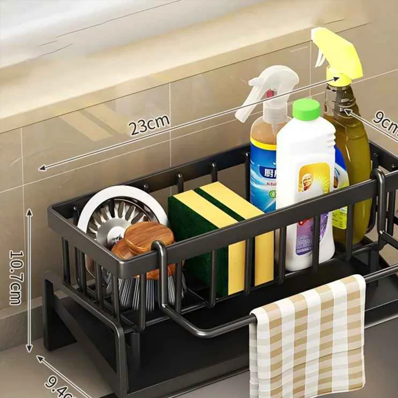 1 PCS Sink Organizer Drainage Rack Space Saving Kitchen Storage Utensils Accessories Compact Tap Mounted Spice Shelf