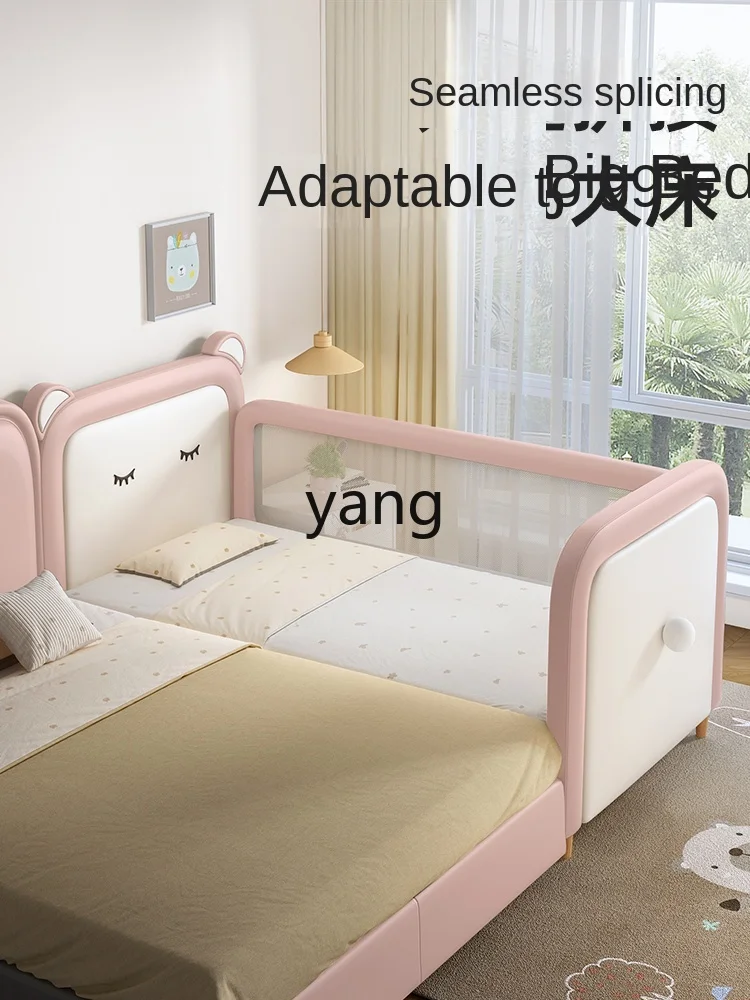 CX Children's Splicing Crib Widened Bed Splicing Small Bed with Fence Bear Princess Bed