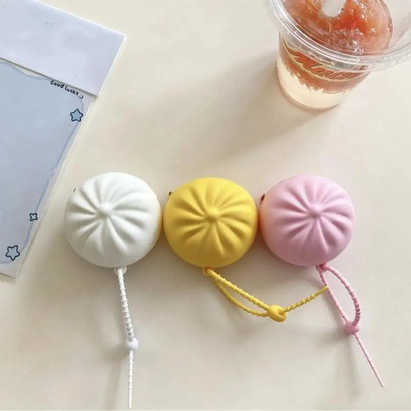 Silicone Steamed Bun Coin Purse Creative Simulated Xiaolongbao Pouch Lightweight Squeeze Resistant 1PC