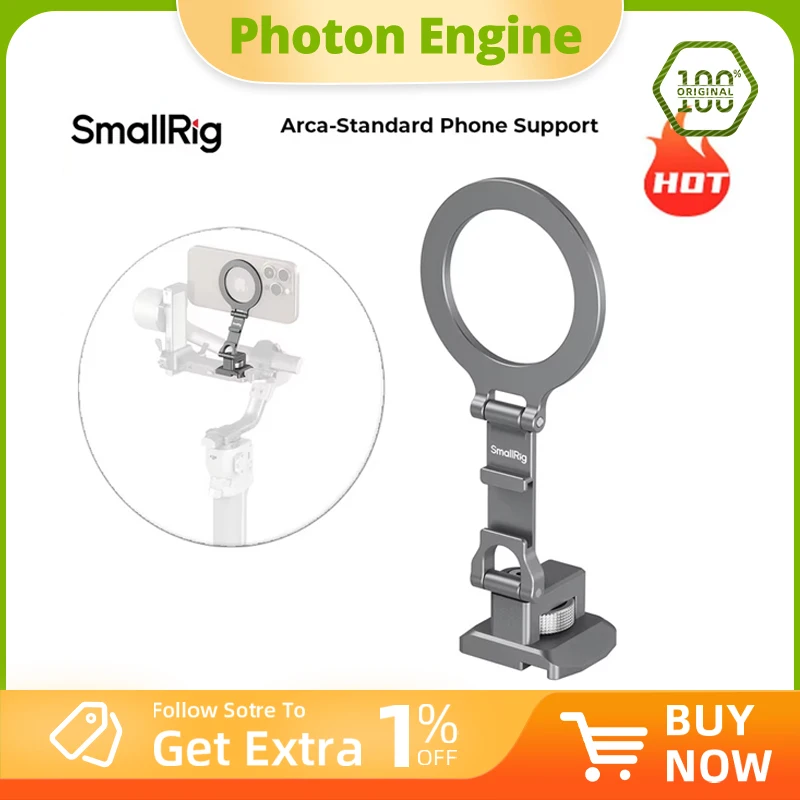 

SmallRig Arca-Standard Phone Support with Cold Shoe Mount Foldable Phone Holder Load 500g for Phones with Magsafe 5339