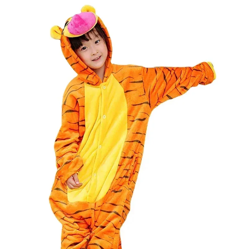 3D Tigger Kigurumi Pigiama Onesies Bambini Ragazzo Ragazze Cartoon Animali Tigre Cosplay Costume da festa Compleanno Pigiama Gifto ^ o8