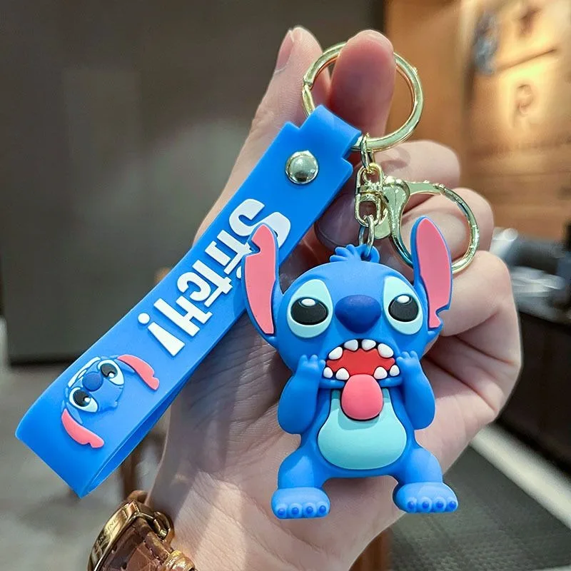 Chaveiro 3D Disney Stitch: Boneco Criativo com Expressão Zangada para Carro, Mochila e Decoração – Acessório de Joalheria e Brinquedo de Presente