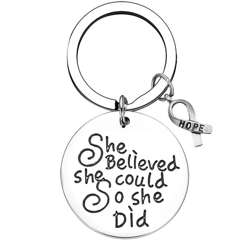 New Breast Cancer Key Chain Ring Cancer Awareness keychains pendant Cancer Survivor Gift