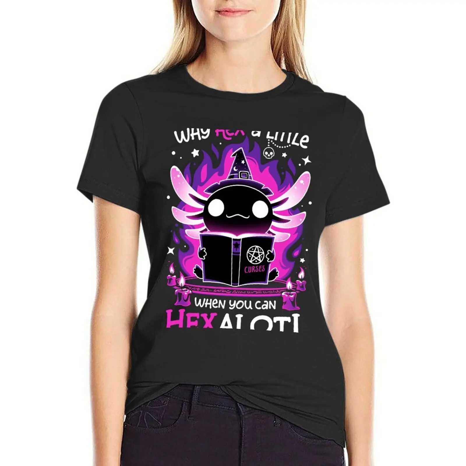 Axolotl Witching Hour - Spooky Salamander T-Shirt anime clothes blanks sublime funnys t-shirt dress for Women sexy