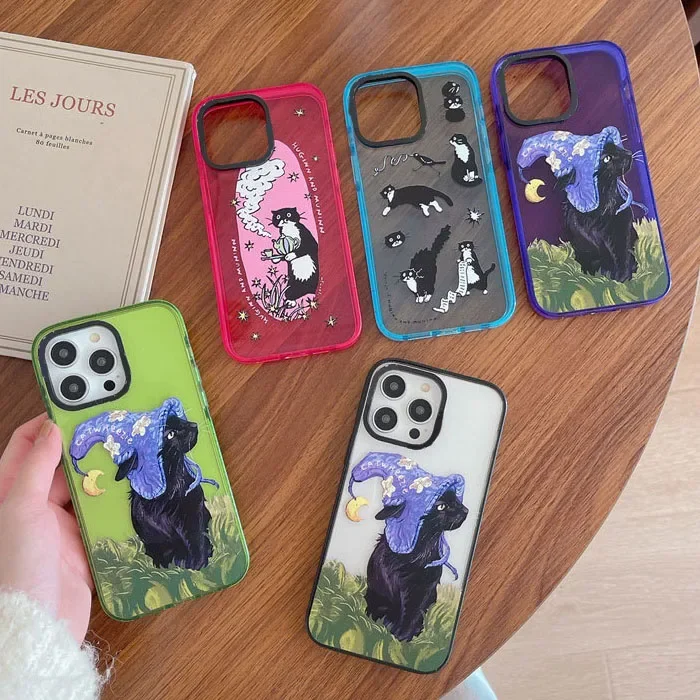 Cute Cat 2.0 Version Acrylic Upgrade Border Phone Case Cover for IPhone 11 12 13 14 15 Pro Max Case for IPhone 15 Pro Max