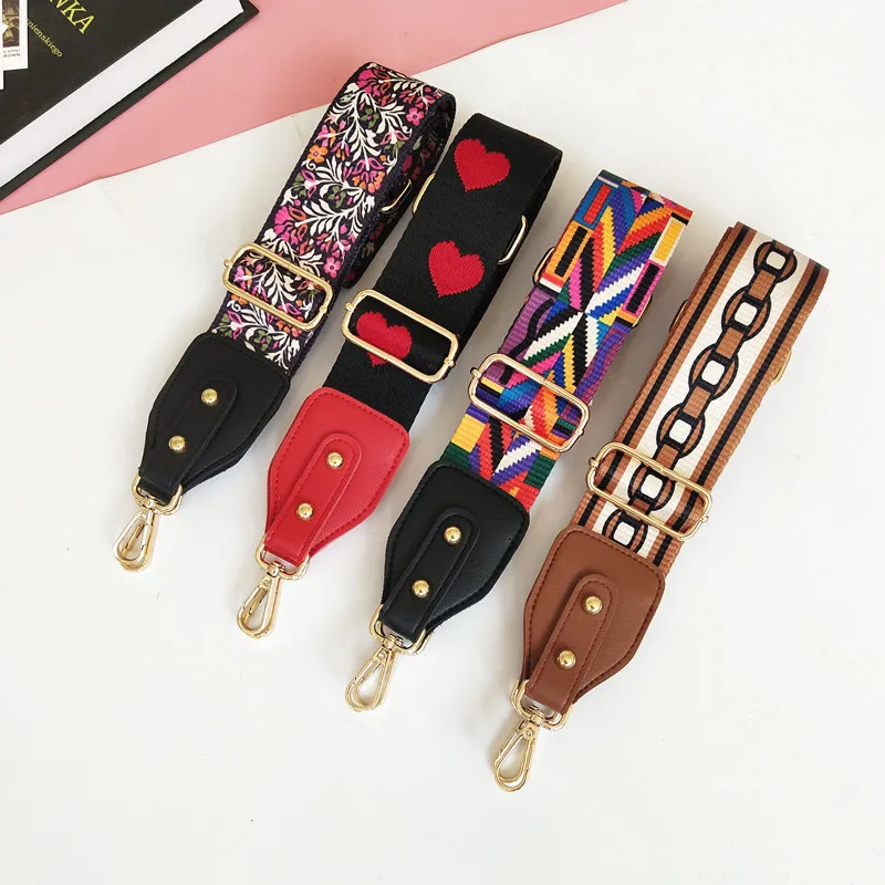 Colorful Strap Replacement Women\'s Bag Belts Backpack Accessories 5cm Widened Bag Strap with Flower