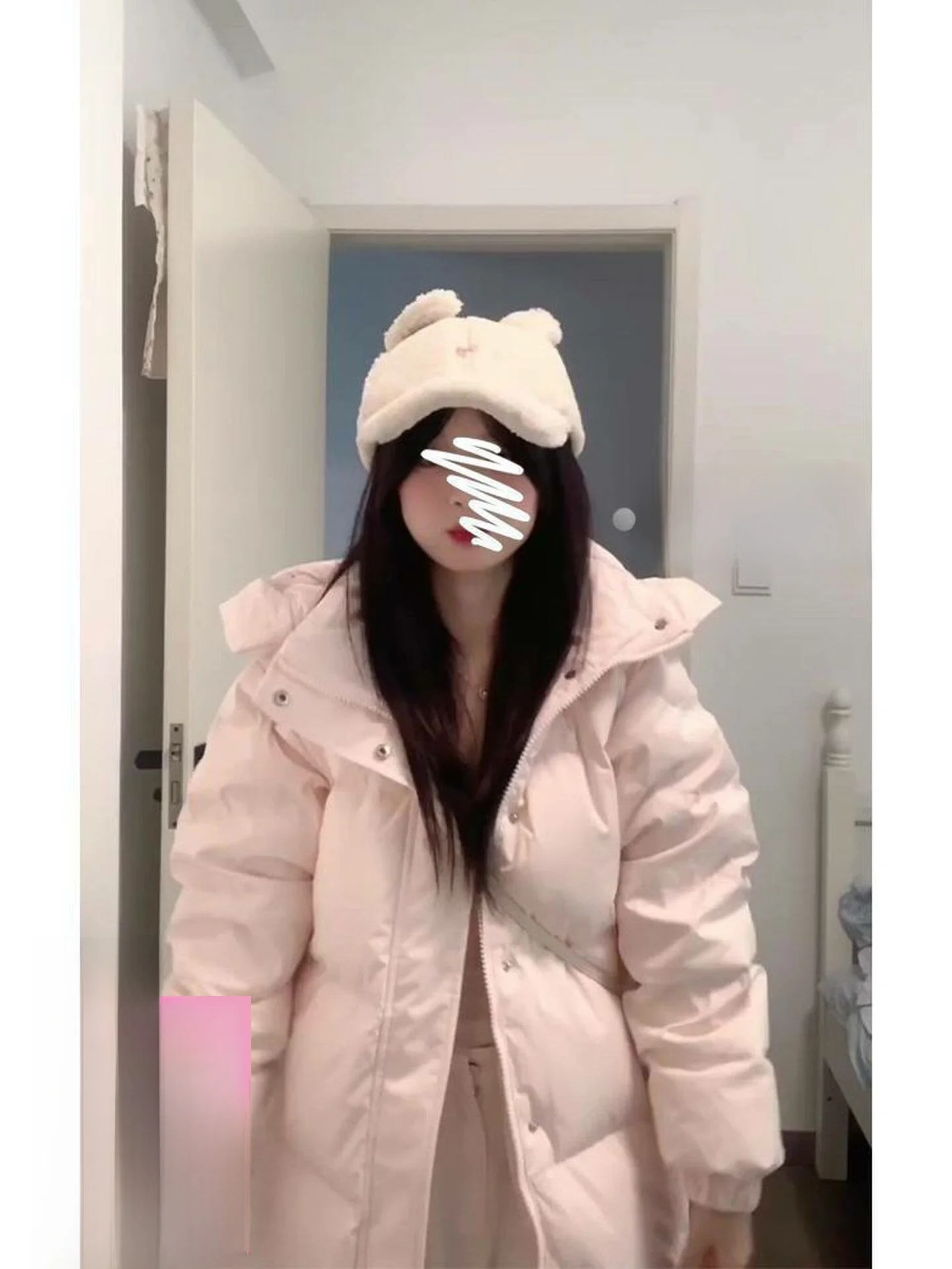 

plus Size Pink down Cotton Jacket for Teenage Girls Mid-Length Summer New Style Thin Waist-Cinching Student Outerwear