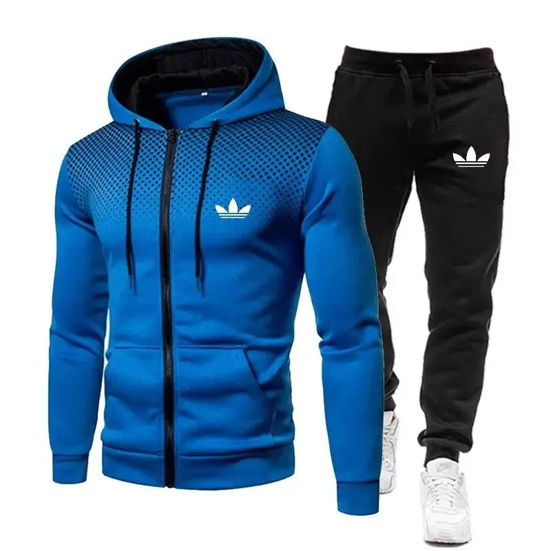 Korea Men Jacket Tracksuit Casual Sports Suit Men\'s Set 2024 Autumn Winter Two Pieces Set Mens Sportswear Plus Pants Suit