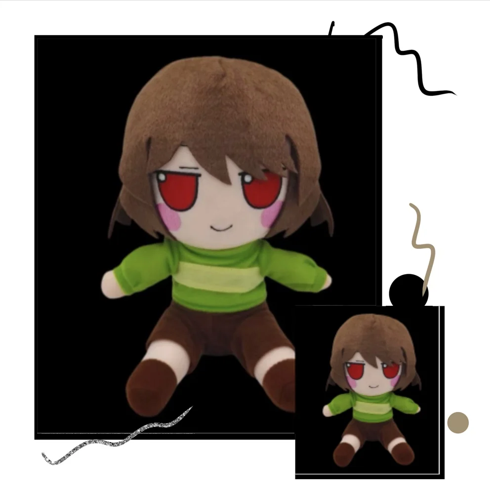 20cm Undertale Chara Plush Doll Red Eyes Version Sitting Pose Cute Stuffed Toy Set Fans Gift