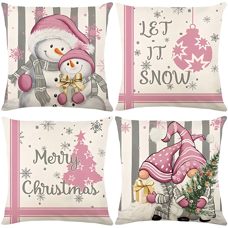 Merry Christmas Xmas Throw Pillow Cover Farmhuose Holiday House Cushion Case Decoration Sofa Couch Living Room Decor