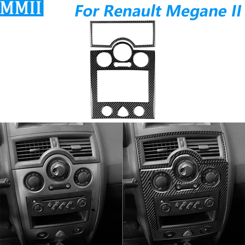 

For Renault Megane II 2004-2008 Carbon Fiber Central Control AC Air Outlet Radio CD Panel Cover Trim Set Car Accessories Sticker