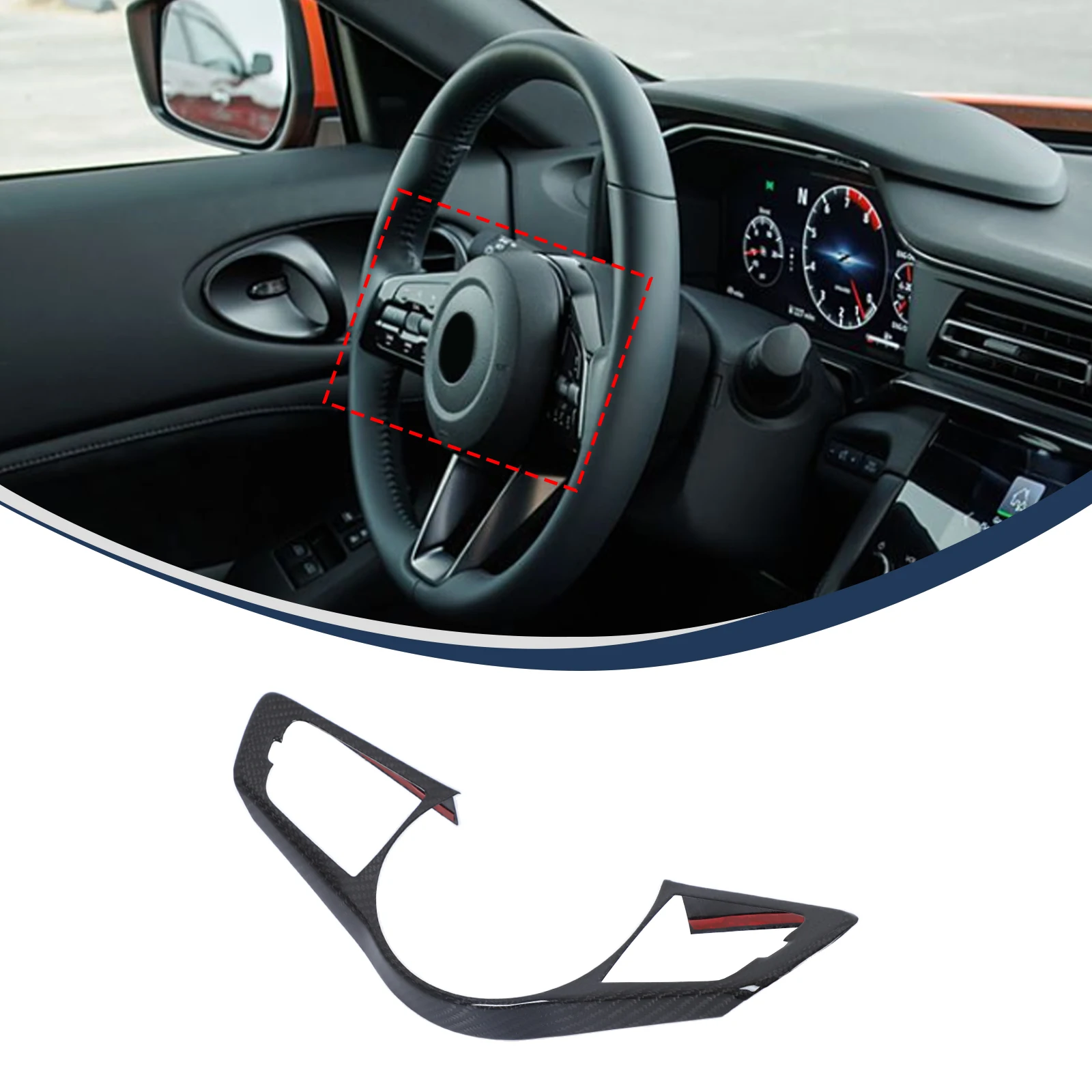 

Genuine Carbon Fiber Car Steering Wheel Button Trim for Nissan 400Z Automotive Interior Accessories