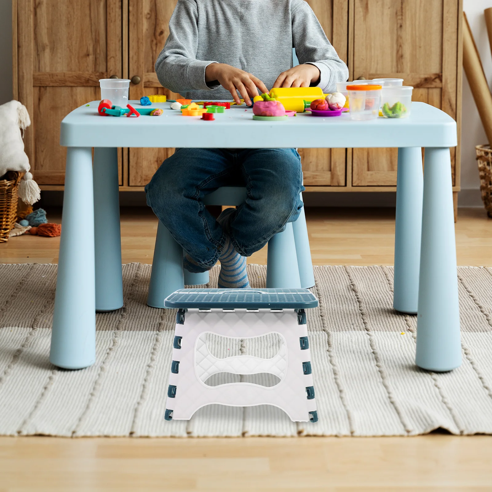 

1Pcs Folding Step Stool Plastic Foldable Portable Kitchen Outdoor Bathroom Garden Camping Fishing Step Chair