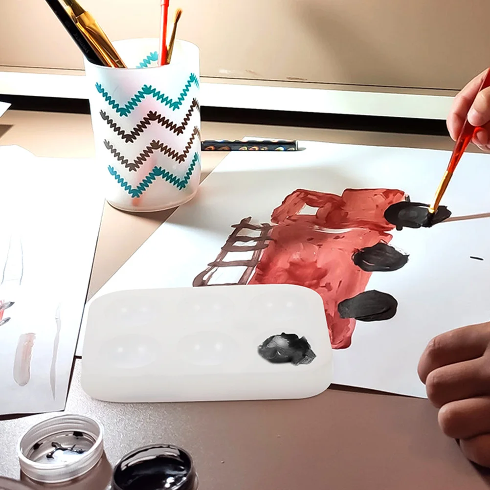 2pcs Silicone Watercolor Palette Oil Painting Tray Flexible Color Mixing Palette For Acrylic Gouache Pigment Storage Portable