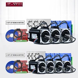 Nema 34 Stepper Motor Kit:Closed Loop 12N 8.5N 4.5N DC Motor With Driver HBS860H & Power Supply 400W 60V for Cnc Kit Machining