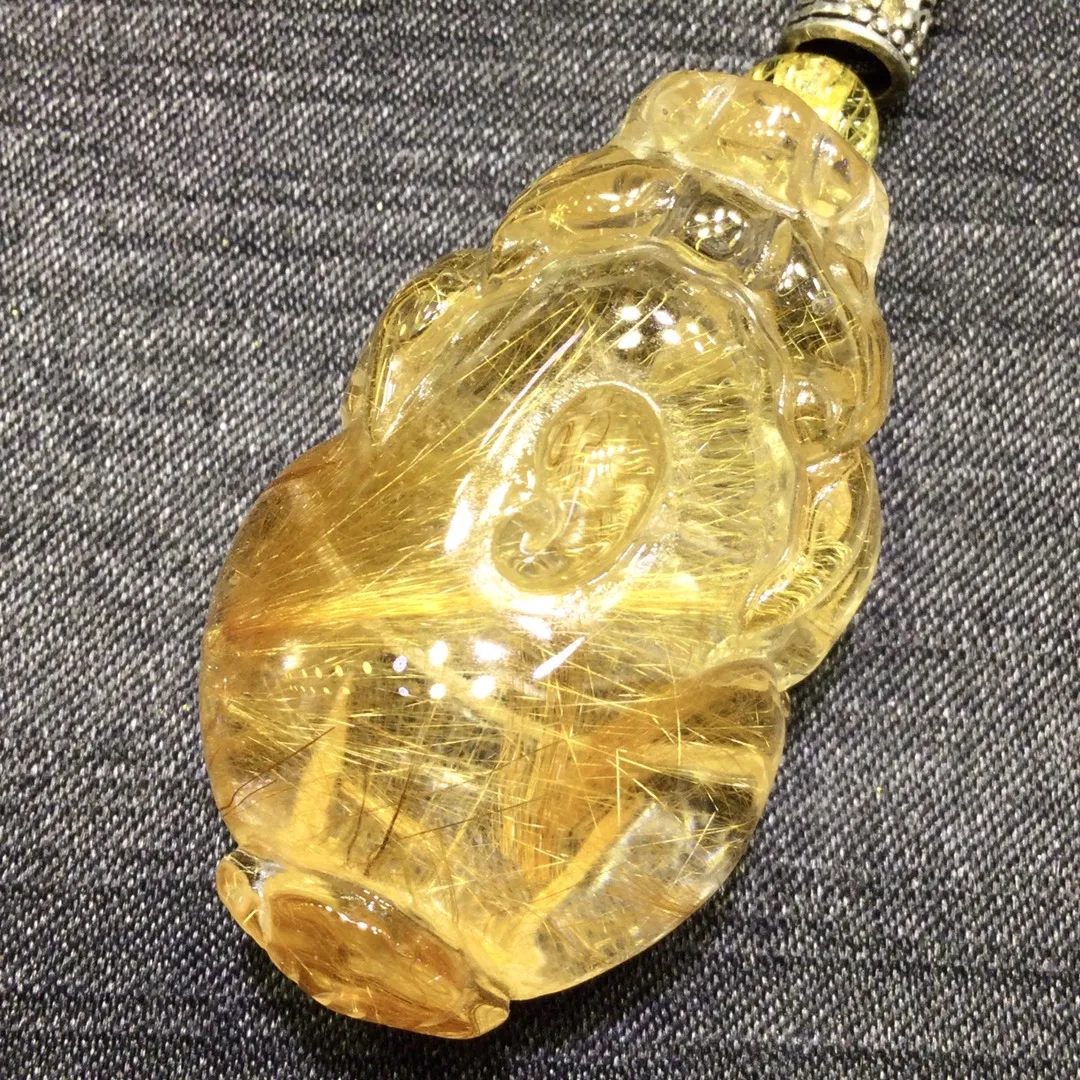 Natural Gold Rutilated Quartz Pendant turtle Gragon Rutilated Jewelry 41*25*19.5mm Men Women Brazil AAAAAAA
