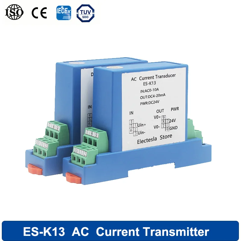 K13 AC Current Sensor 4-20mA 0-5V 0-10V Output 1A/5A/10A Input Analog Signal ConverteDC24V/220V Power Supply Current Transmitter