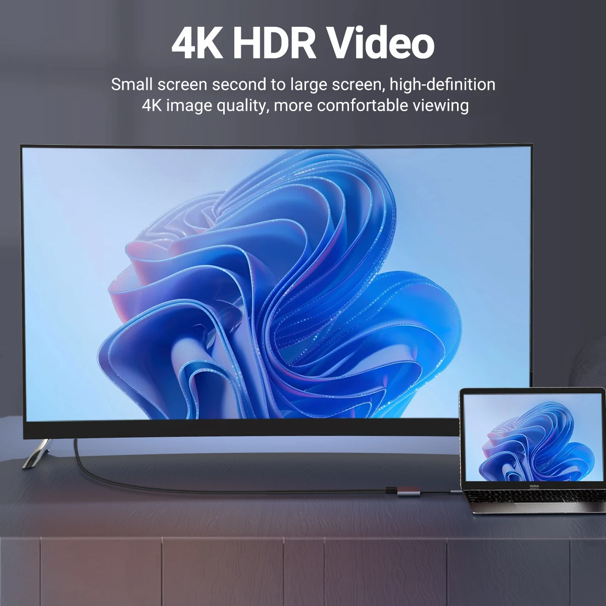 محطة إرساء للكمبيوتر المحمول ، محول USB C ، محور من النوع C ، غلاف ألومنيوم ، نفس الشاشة ، 4K HDTV ، 2 في 1