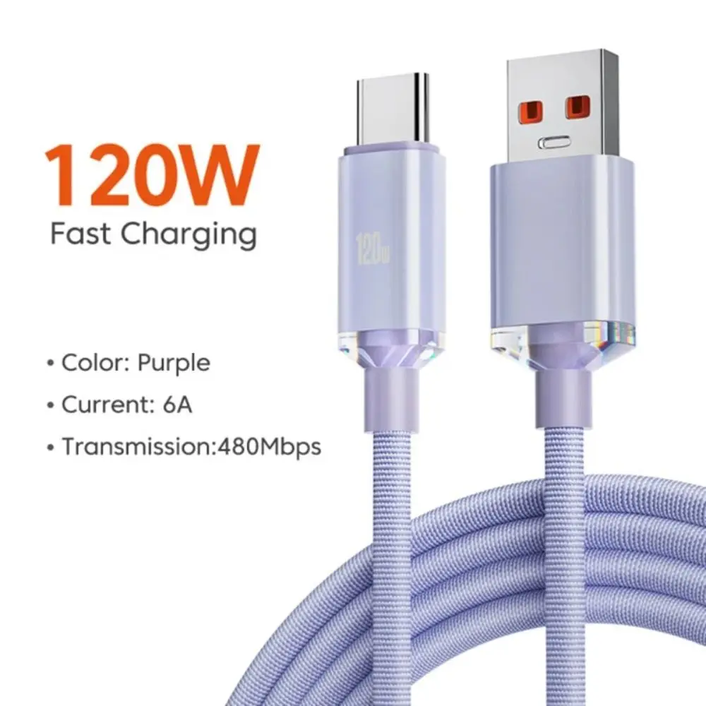 120W 6A Fast Charge Cable USB Type C Extension Cable 25cm/1m/1.5m/2m Data Cable for Samsung S23 Realme Xiaomi 13 Huawei