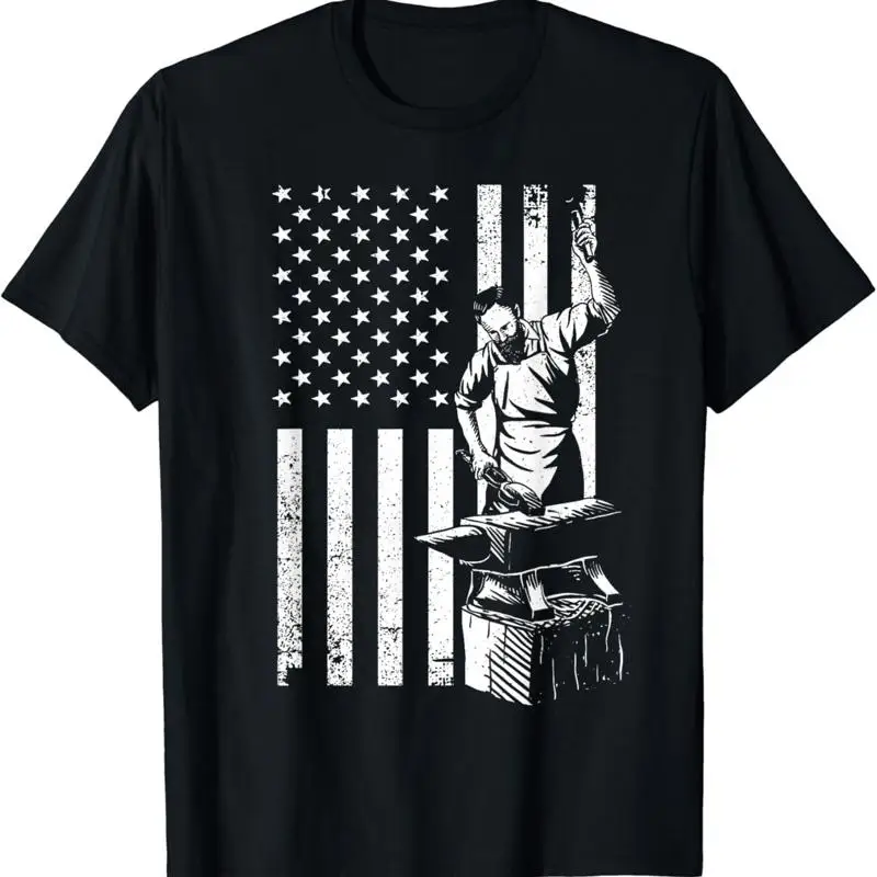 Cool US Flag Blacksmith Art For Forging T Shirt